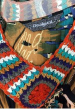 Y2K Colourful Abstract Wild Life Print Crochet Midi Dress