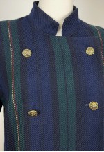 Vintage Striped Wool Jacket, Double Breasted Pure New Wool